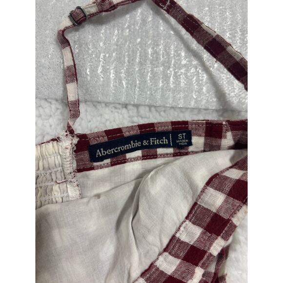 Abercrombie & Fitch Maroon/White Gingham Spaghetti-Strap Mini Dress Size Small - Picture 6 of 7